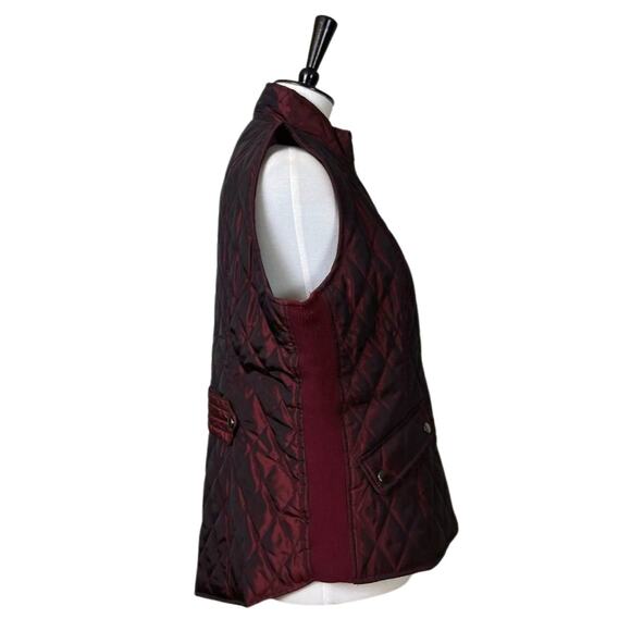 Westport Quilted Vest Zip Front Snap Pockets Padded Deep Red Women's Size Large - Picture 3 of 12